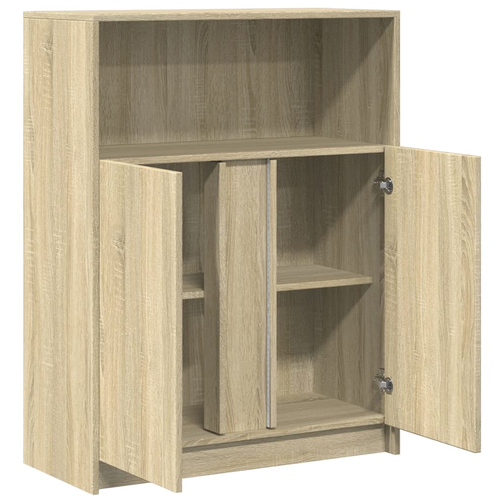 Dressoir met LED 77x34x100 cm bewerkt hout sonoma eikenkleurig is nu te koop bij PeponiXL, paradijselijk wonen!