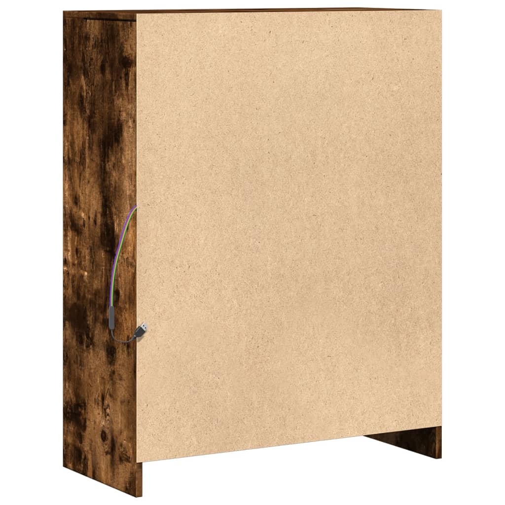 Dressoir met LED 77x34x100 cm bewerkt hout gerookt eikenkleurig is nu te koop bij PeponiXL, paradijselijk wonen!