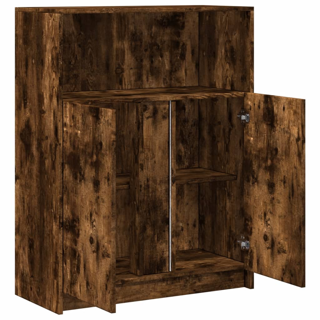 Dressoir met LED 77x34x100 cm bewerkt hout gerookt eikenkleurig is nu te koop bij PeponiXL, paradijselijk wonen!