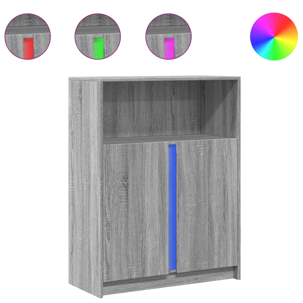 Dressoir met LED 77x34x100 cm bewerkt hout grijs sonoma eiken is nu te koop bij PeponiXL, paradijselijk wonen!