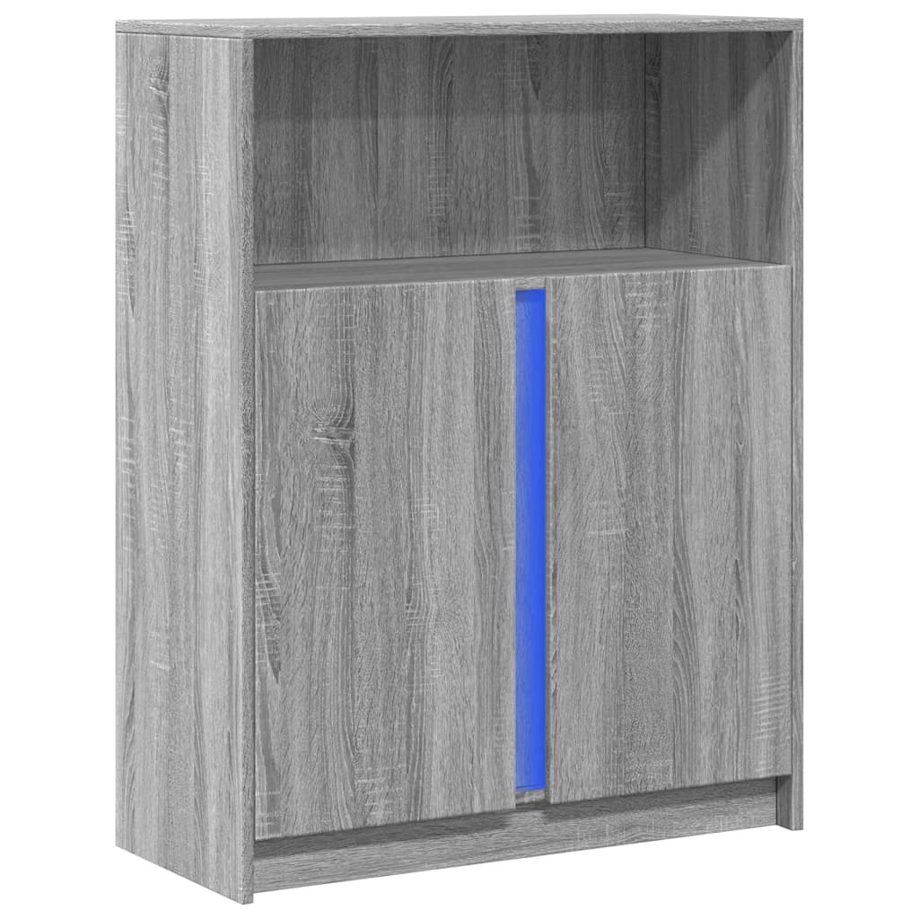 Dressoir met LED 77x34x100 cm bewerkt hout grijs sonoma eiken is nu te koop bij PeponiXL, paradijselijk wonen!