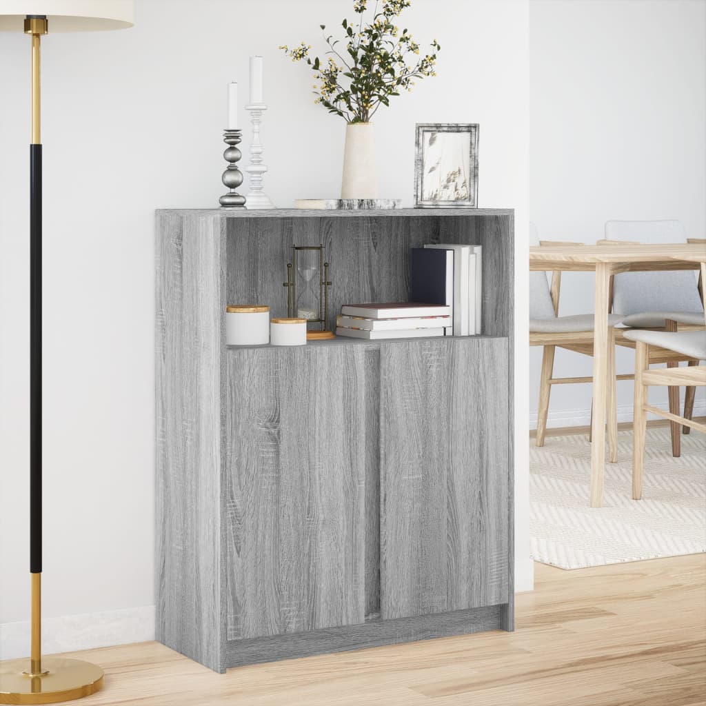 Dressoir met LED 77x34x100 cm bewerkt hout grijs sonoma eiken is nu te koop bij PeponiXL, paradijselijk wonen!