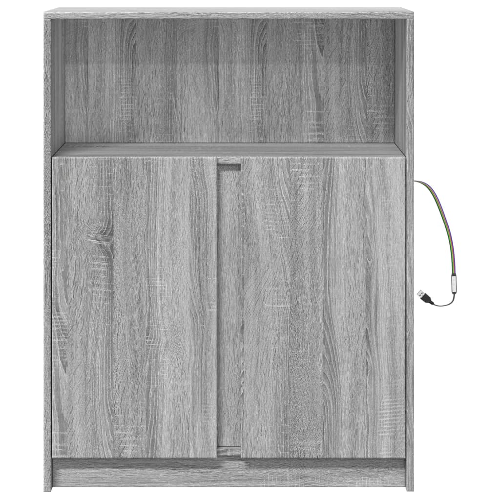 Dressoir met LED 77x34x100 cm bewerkt hout grijs sonoma eiken is nu te koop bij PeponiXL, paradijselijk wonen!