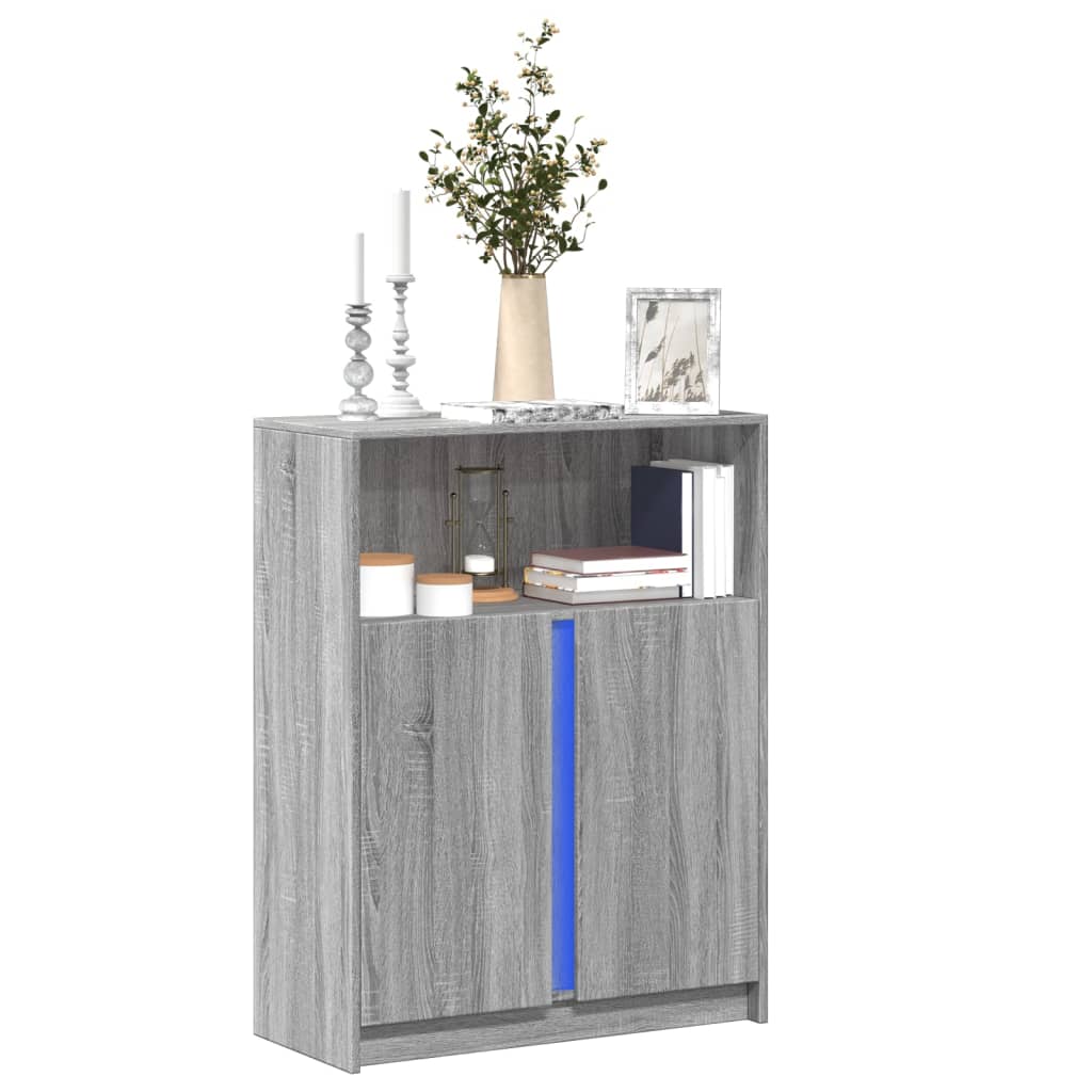 Dressoir met LED 77x34x100 cm bewerkt hout grijs sonoma eiken is nu te koop bij PeponiXL, paradijselijk wonen!
