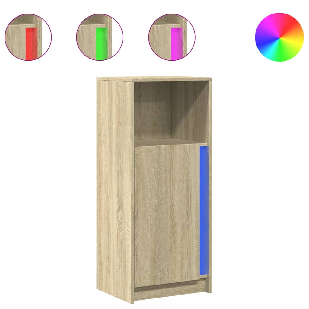 Dressoir met LED 42,5x34x100 cm bewerkt hout sonoma eikenkleur is nu te koop bij PeponiXL, paradijselijk wonen!