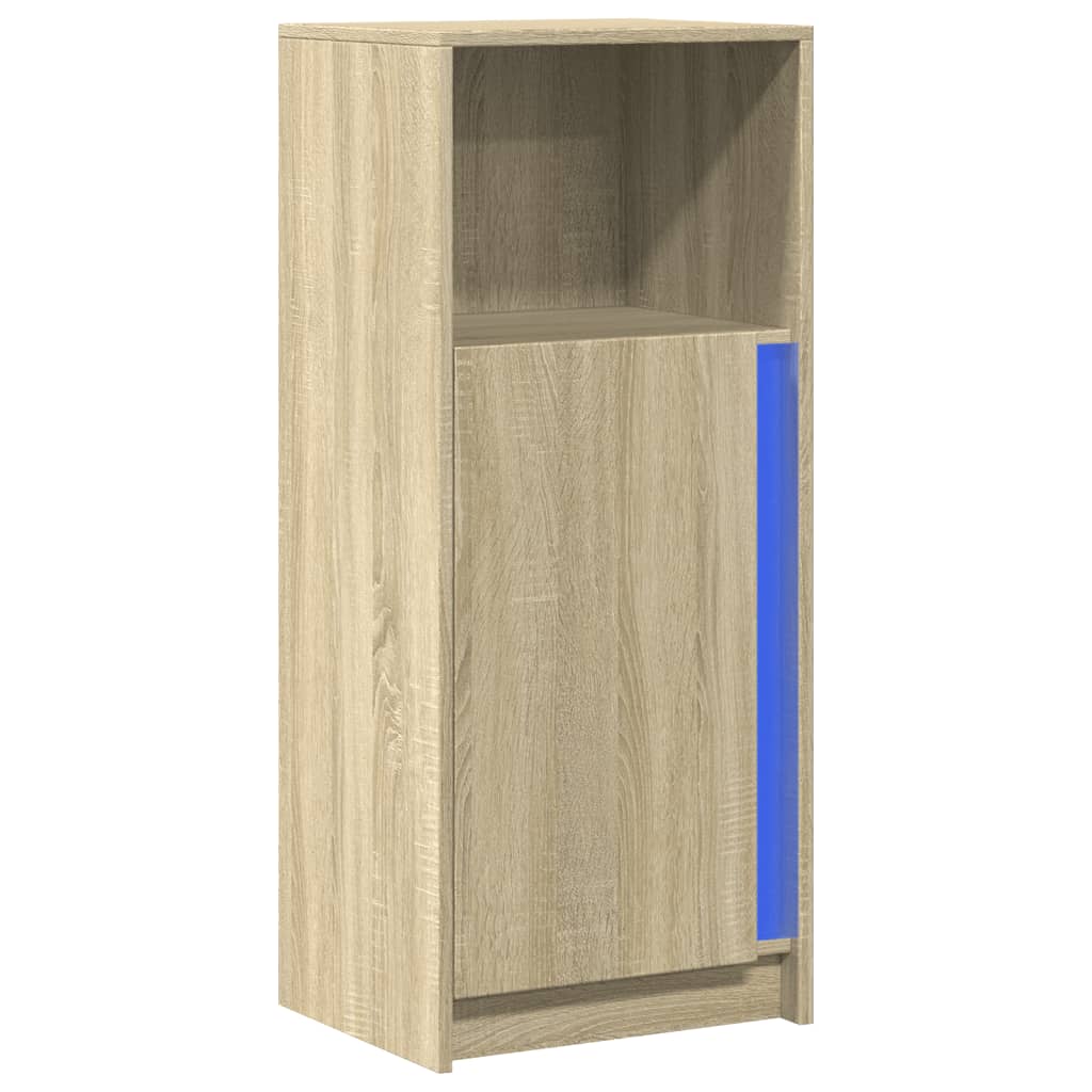 Dressoir met LED 42,5x34x100 cm bewerkt hout sonoma eikenkleur is nu te koop bij PeponiXL, paradijselijk wonen!