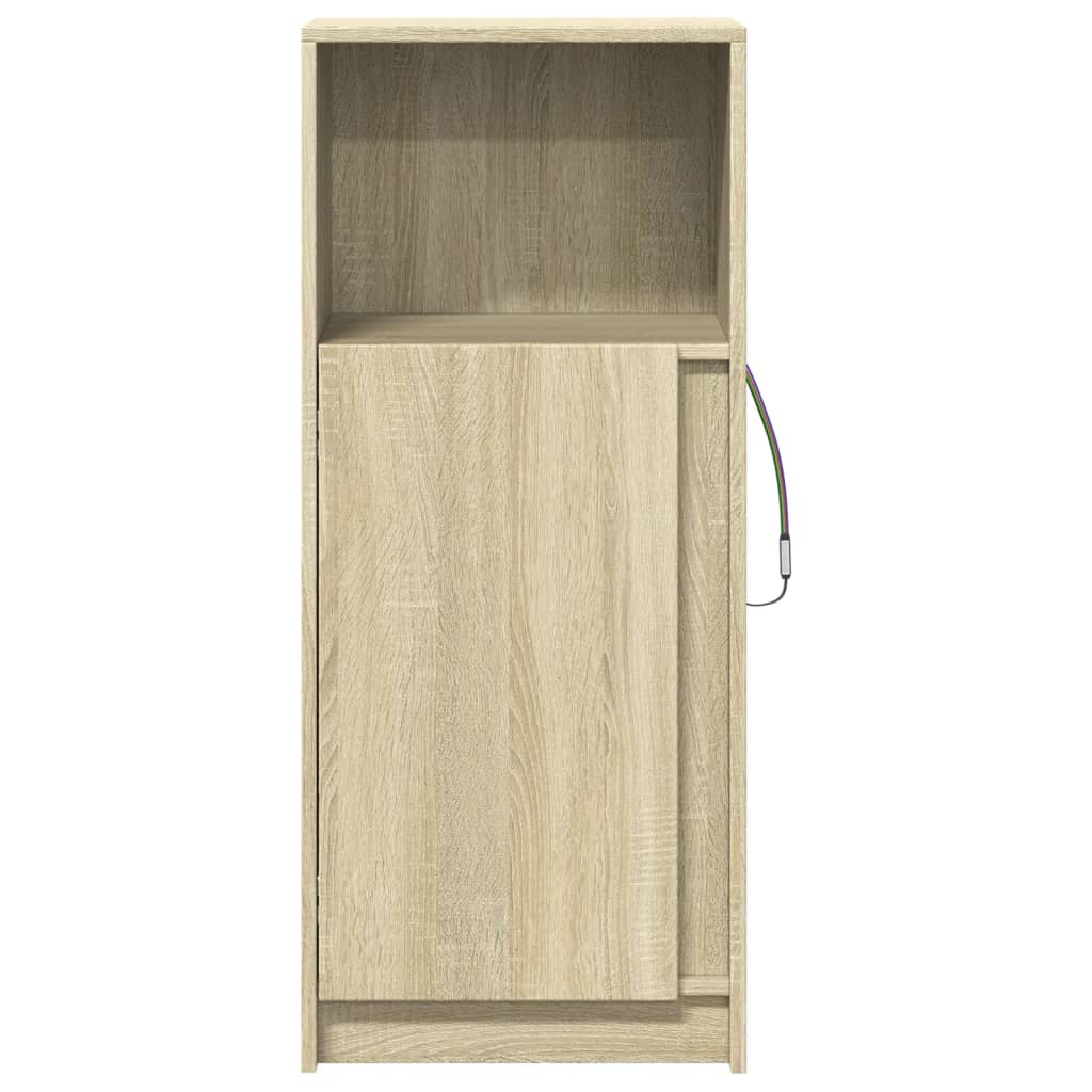 Dressoir met LED 42,5x34x100 cm bewerkt hout sonoma eikenkleur is nu te koop bij PeponiXL, paradijselijk wonen!