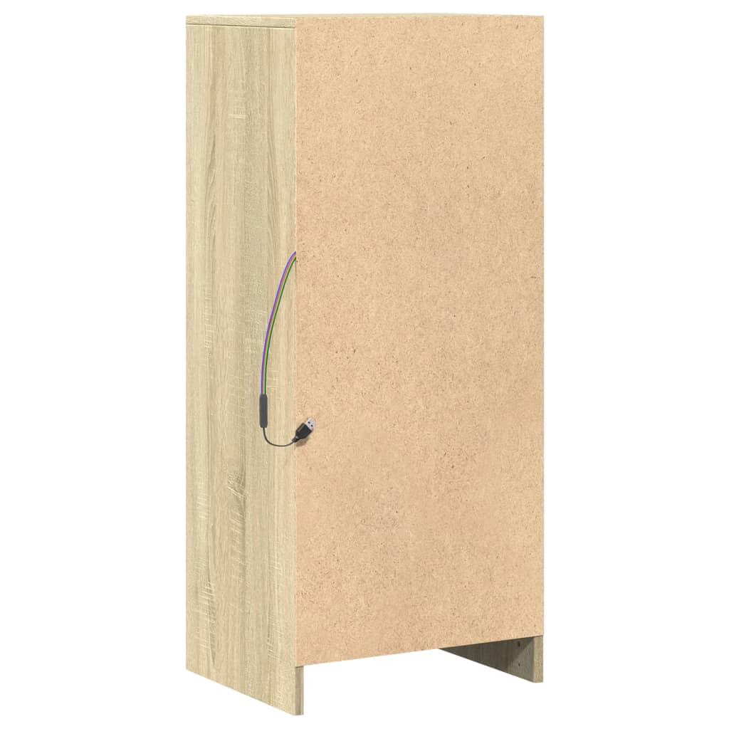 Dressoir met LED 42,5x34x100 cm bewerkt hout sonoma eikenkleur is nu te koop bij PeponiXL, paradijselijk wonen!