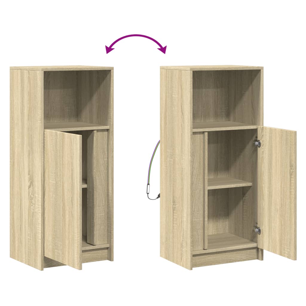 Dressoir met LED 42,5x34x100 cm bewerkt hout sonoma eikenkleur is nu te koop bij PeponiXL, paradijselijk wonen!