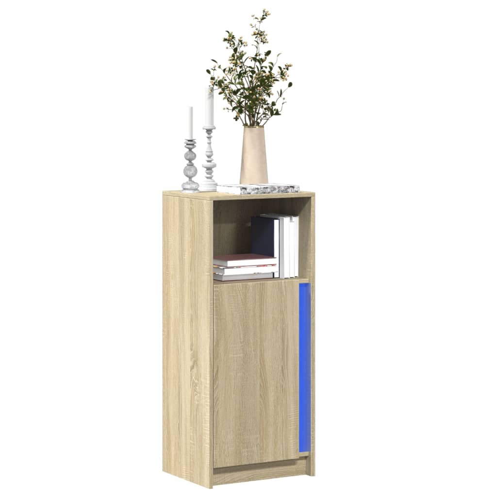 Dressoir met LED 42,5x34x100 cm bewerkt hout sonoma eikenkleur is nu te koop bij PeponiXL, paradijselijk wonen!