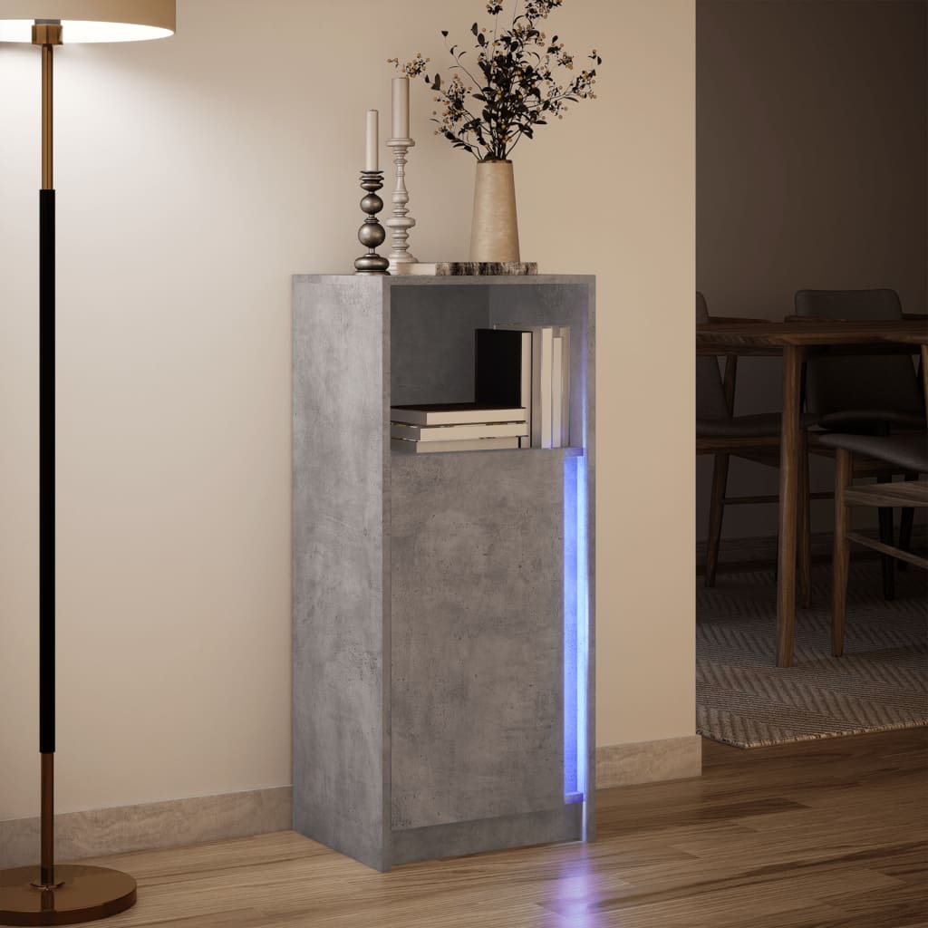 Dressoir met LED 42,5x34x100 cm bewerkt hout betongrijs is nu te koop bij PeponiXL, paradijselijk wonen!