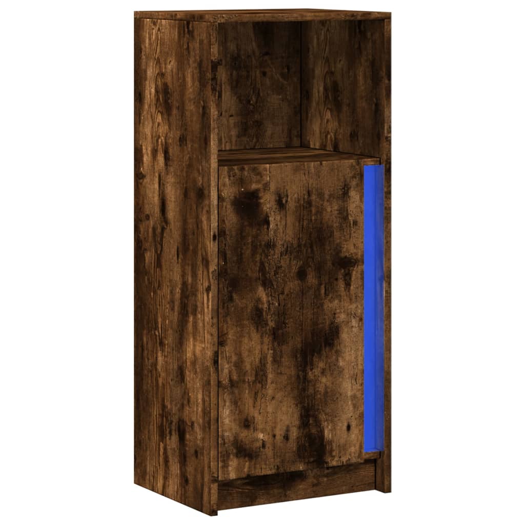 Dressoir met LED 42,5x34x100 cm bewerkt hout gerookt eikenkleur is nu te koop bij PeponiXL, paradijselijk wonen!