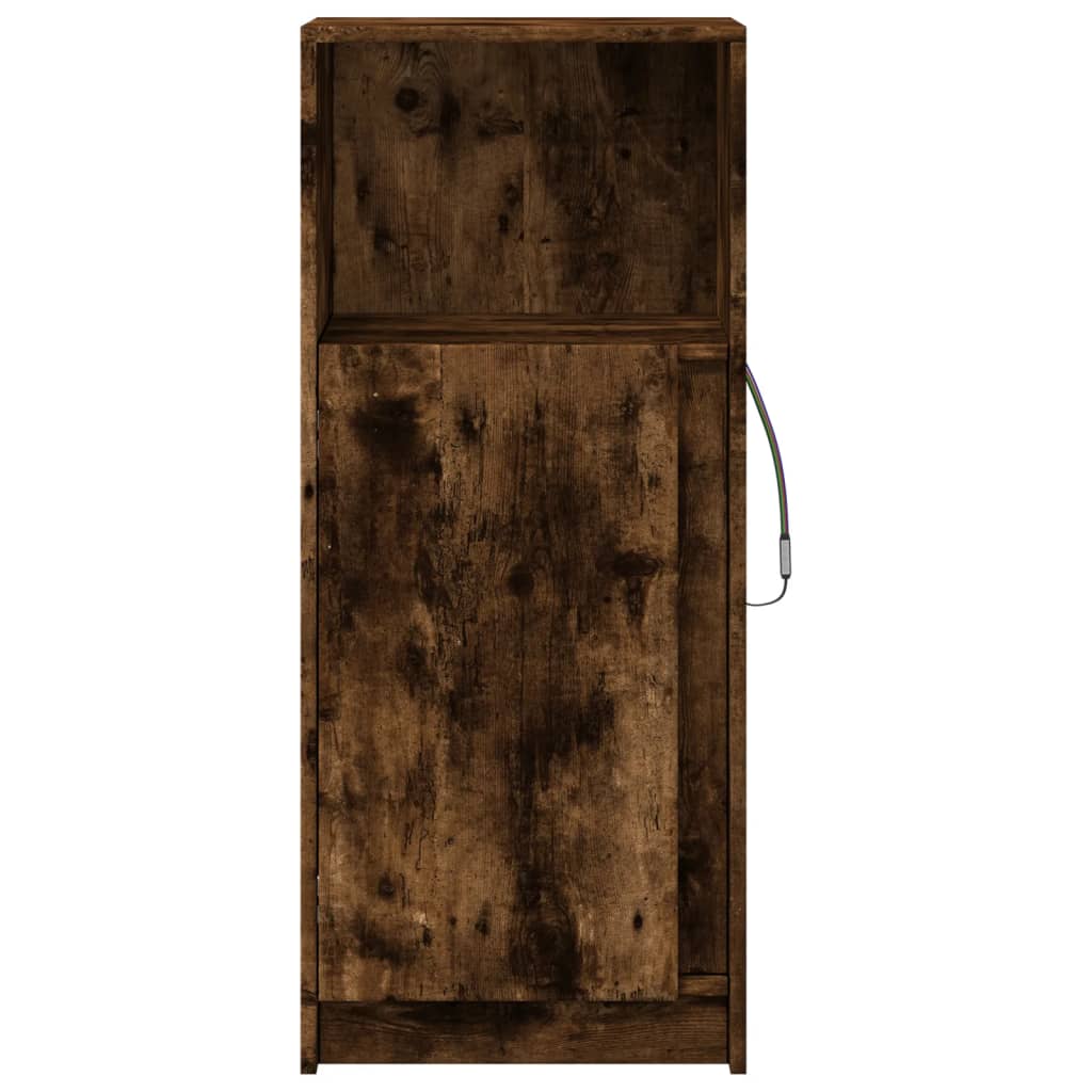 Dressoir met LED 42,5x34x100 cm bewerkt hout gerookt eikenkleur is nu te koop bij PeponiXL, paradijselijk wonen!