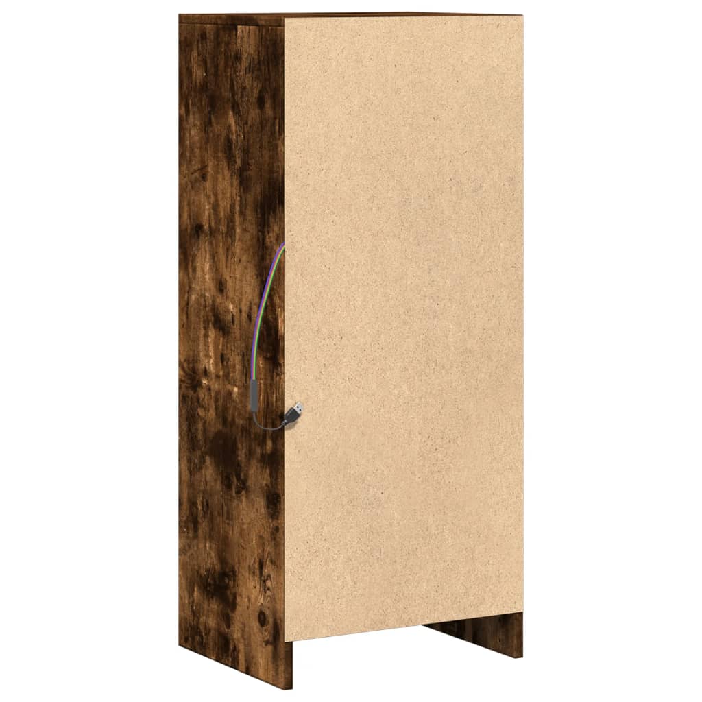 Dressoir met LED 42,5x34x100 cm bewerkt hout gerookt eikenkleur is nu te koop bij PeponiXL, paradijselijk wonen!