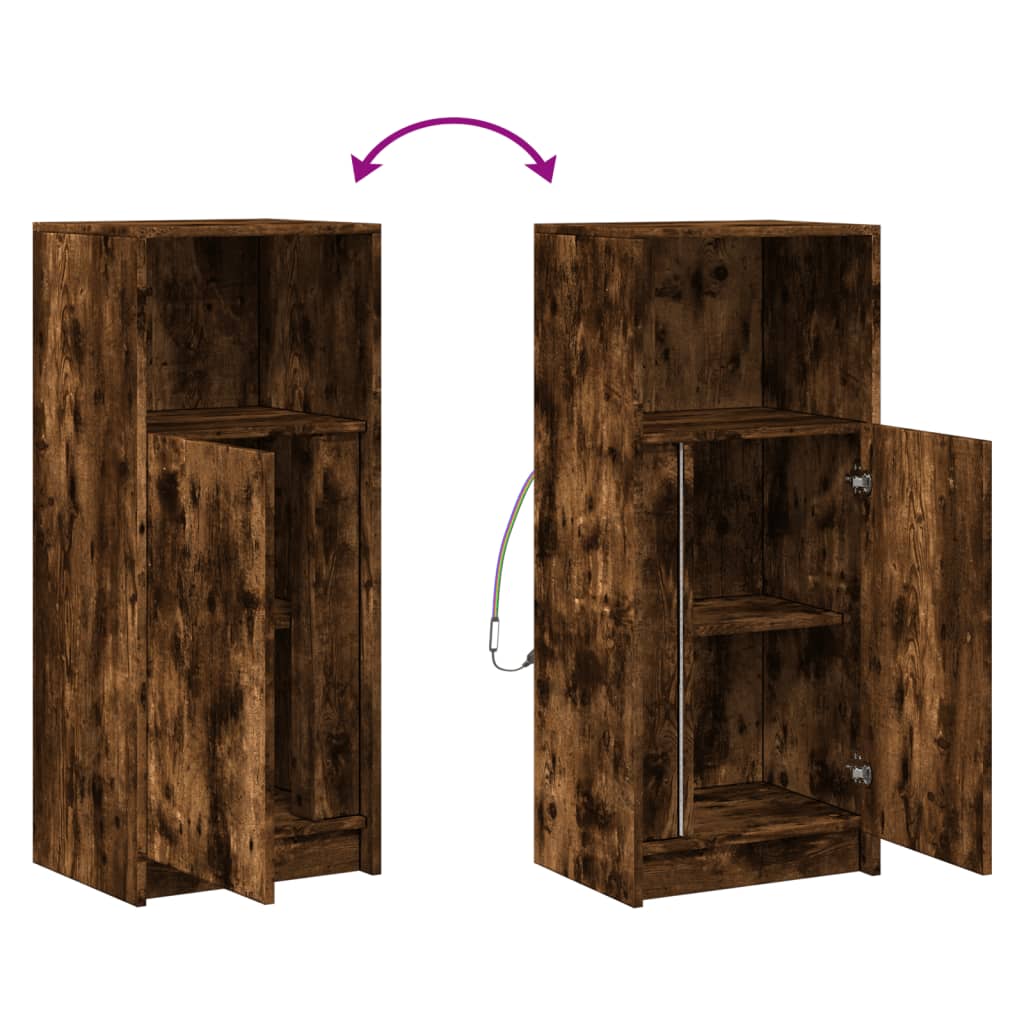 Dressoir met LED 42,5x34x100 cm bewerkt hout gerookt eikenkleur is nu te koop bij PeponiXL, paradijselijk wonen!