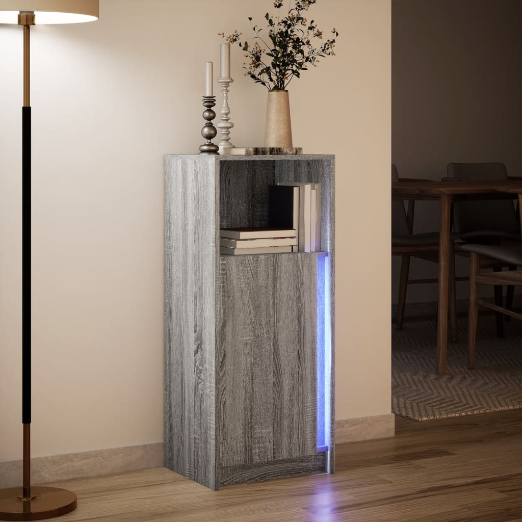 Dressoir met LED 42,5x34x100 cm bewerkt hout grijs sonoma eiken is nu te koop bij PeponiXL, paradijselijk wonen!