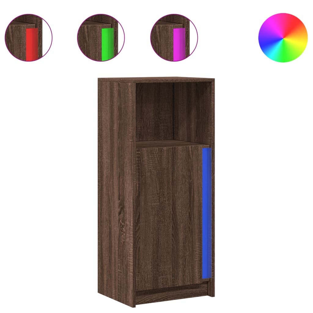 Dressoir met LED 42,5x34x100 cm bewerkt hout bruin eikenkleur is nu te koop bij PeponiXL, paradijselijk wonen!