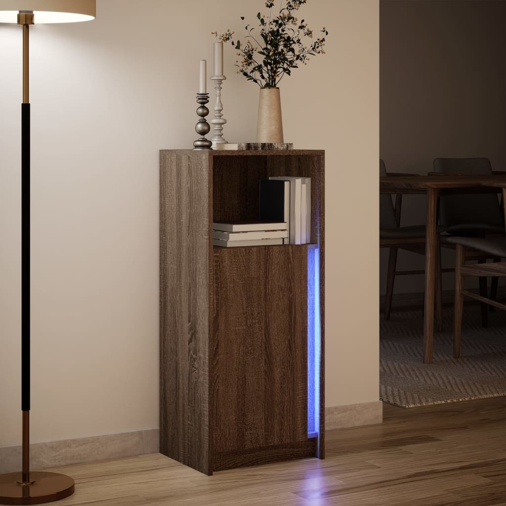 Dressoir met LED 42,5x34x100 cm bewerkt hout bruin eikenkleur is nu te koop bij PeponiXL, paradijselijk wonen!