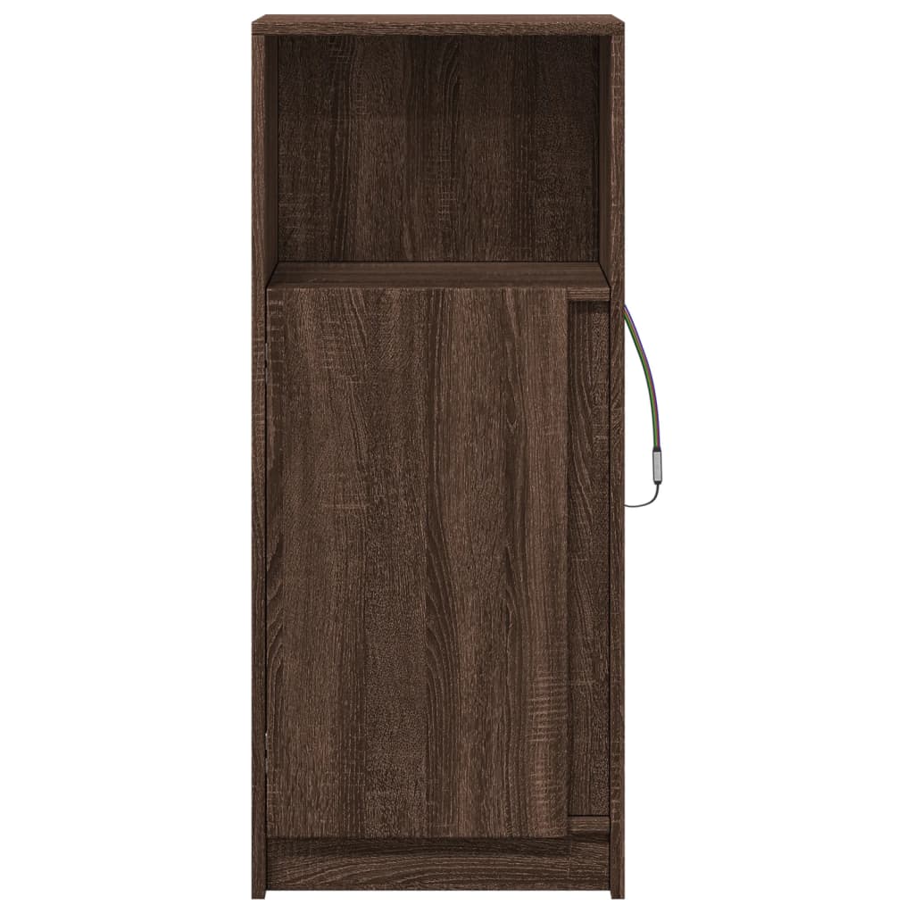 Dressoir met LED 42,5x34x100 cm bewerkt hout bruin eikenkleur is nu te koop bij PeponiXL, paradijselijk wonen!