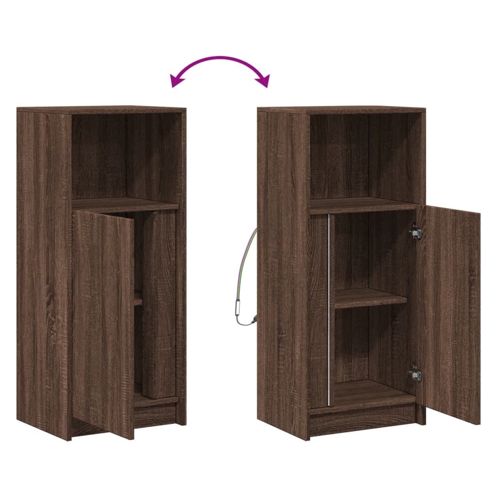 Dressoir met LED 42,5x34x100 cm bewerkt hout bruin eikenkleur is nu te koop bij PeponiXL, paradijselijk wonen!