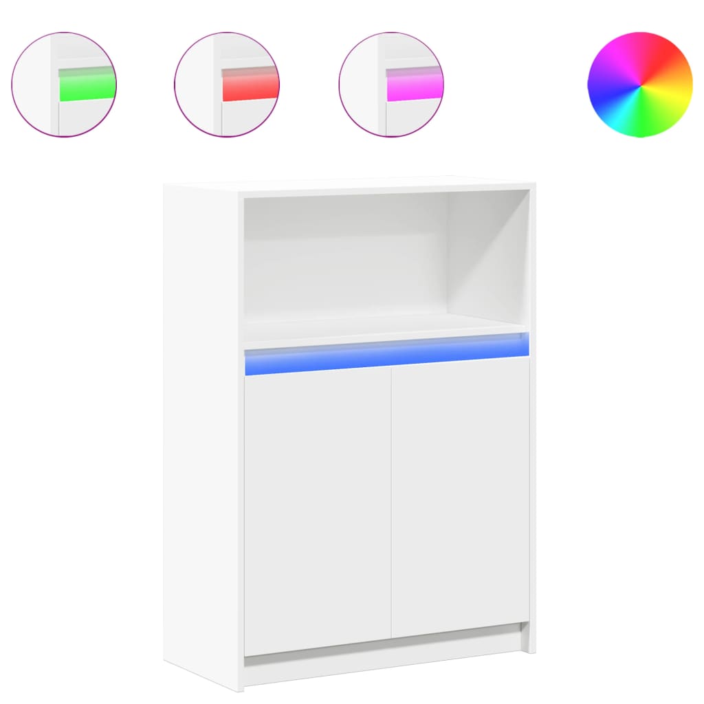 Dressoir met LED 72x34x100 cm bewerkt hout wit is nu te koop bij PeponiXL, paradijselijk wonen!