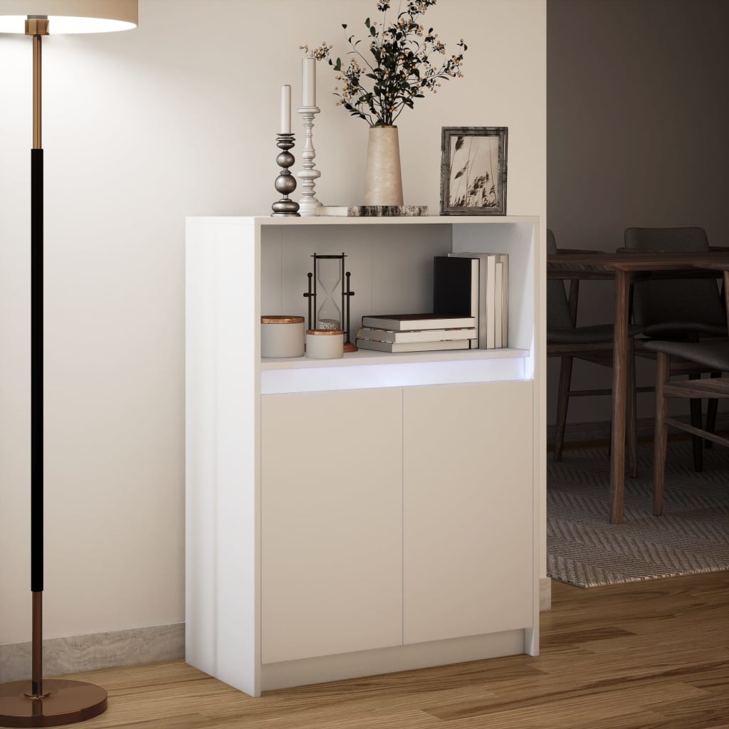 Dressoir met LED 72x34x100 cm bewerkt hout wit is nu te koop bij PeponiXL, paradijselijk wonen!