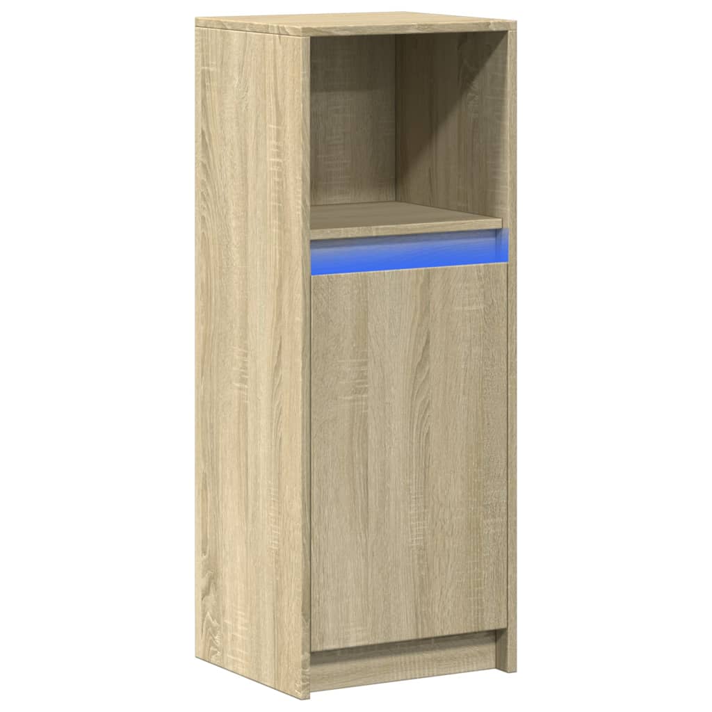 Dressoir met LED 38x34x100 cm bewerkt hout sonoma eikenkleurig is nu te koop bij PeponiXL, paradijselijk wonen!