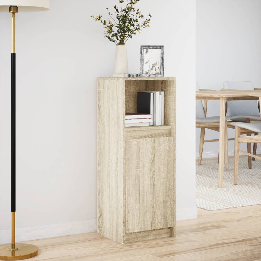 Dressoir met LED 38x34x100 cm bewerkt hout sonoma eikenkleurig is nu te koop bij PeponiXL, paradijselijk wonen!