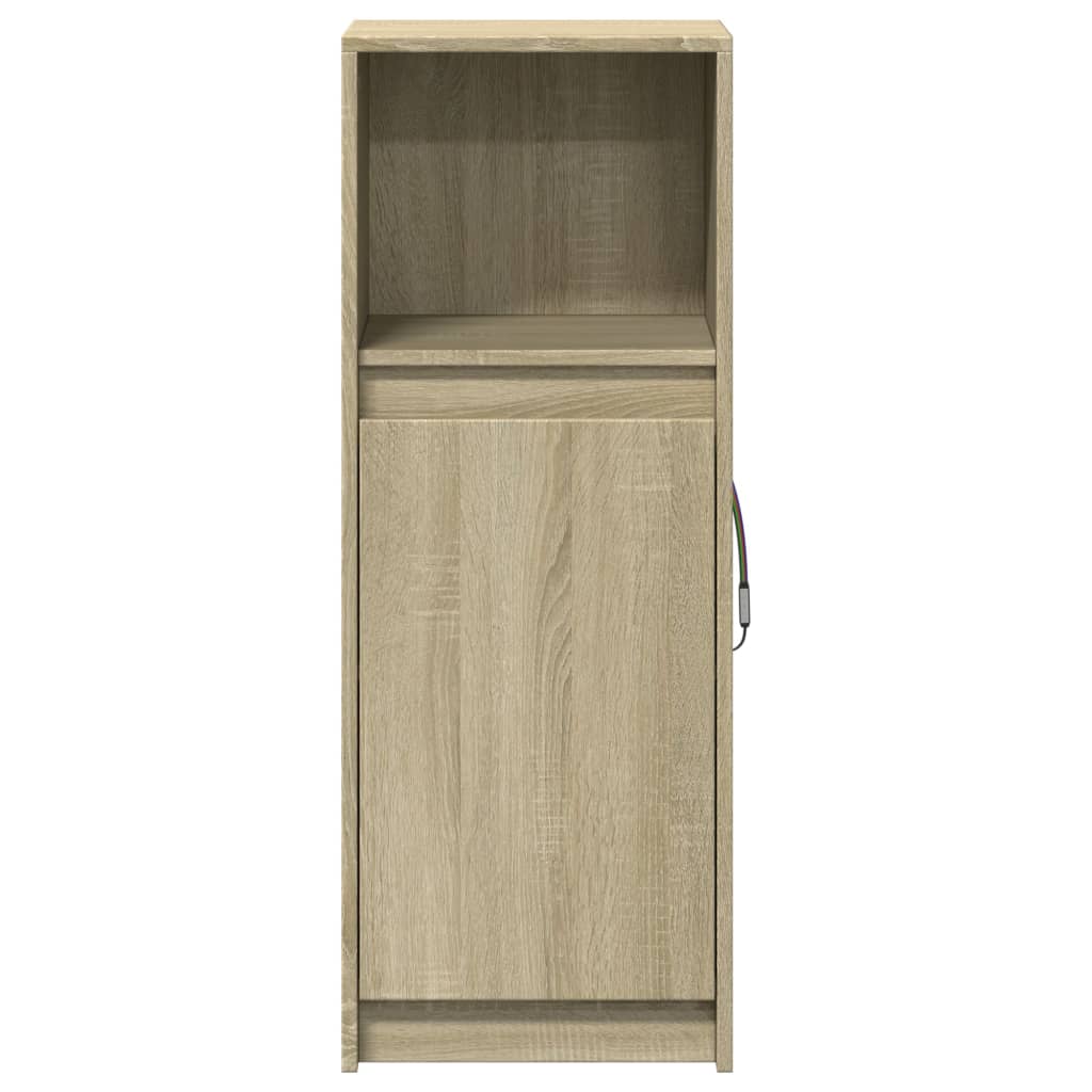 Dressoir met LED 38x34x100 cm bewerkt hout sonoma eikenkleurig is nu te koop bij PeponiXL, paradijselijk wonen!
