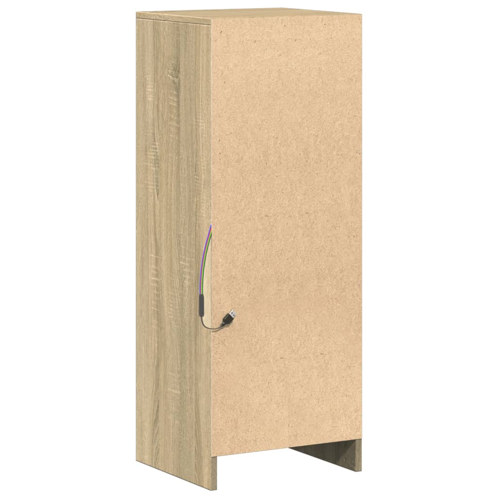 Dressoir met LED 38x34x100 cm bewerkt hout sonoma eikenkleurig is nu te koop bij PeponiXL, paradijselijk wonen!
