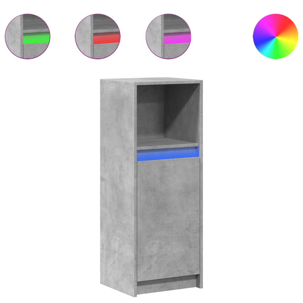 Dressoir met LED 38x34x100 cm bewerkt hout betongrijs is nu te koop bij PeponiXL, paradijselijk wonen!