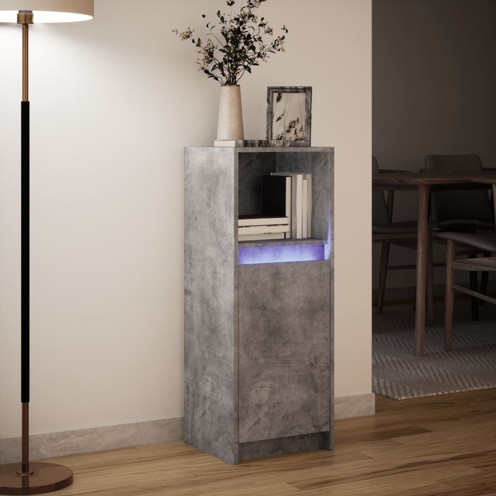 Dressoir met LED 38x34x100 cm bewerkt hout betongrijs is nu te koop bij PeponiXL, paradijselijk wonen!
