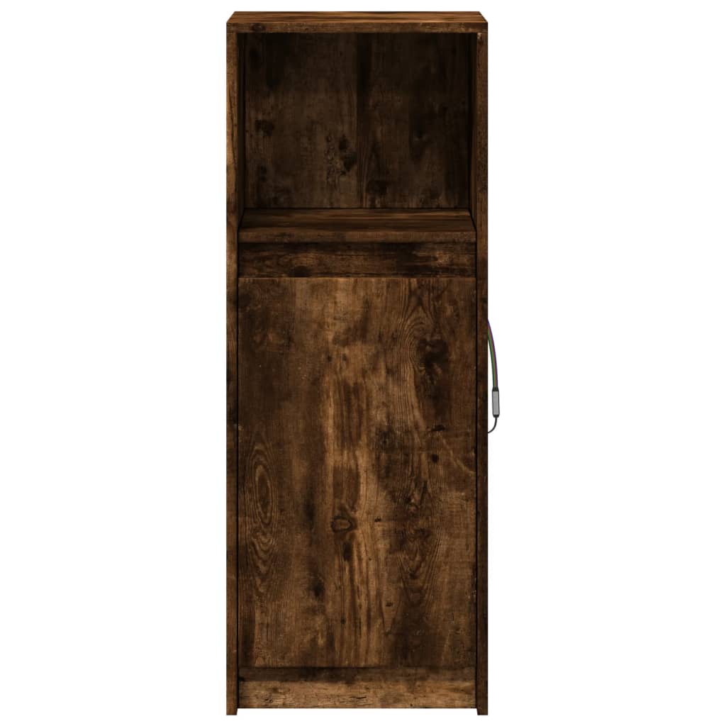 Dressoir met LED 38x34x100 cm bewerkt hout gerookt eikenkleurig is nu te koop bij PeponiXL, paradijselijk wonen!