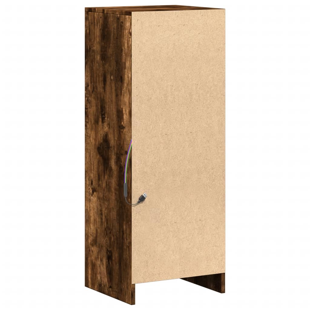 Dressoir met LED 38x34x100 cm bewerkt hout gerookt eikenkleurig is nu te koop bij PeponiXL, paradijselijk wonen!