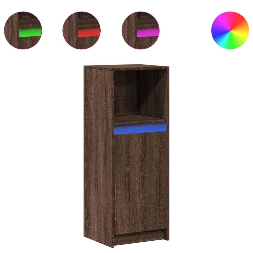 Dressoir met LED 38x34x100 cm bewerkt hout bruin eikenkleur is nu te koop bij PeponiXL, paradijselijk wonen!
