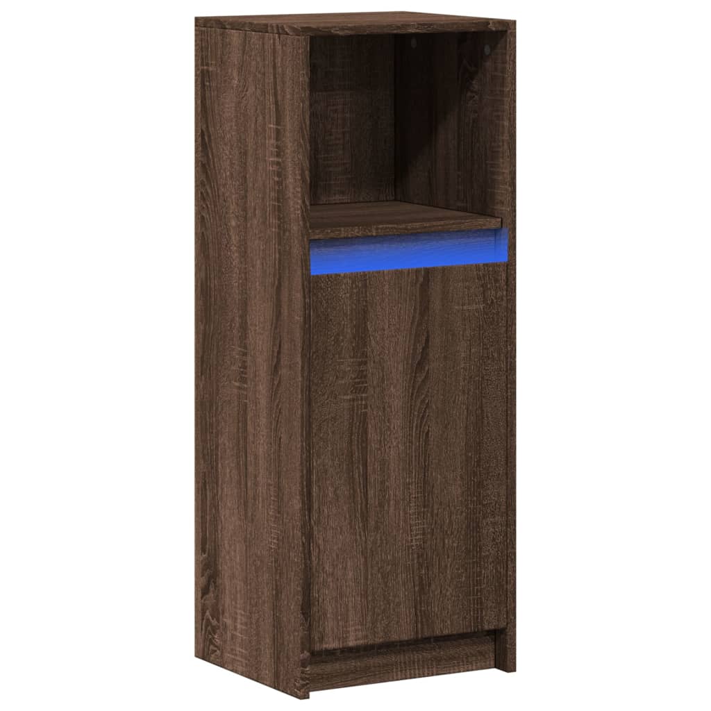 Dressoir met LED 38x34x100 cm bewerkt hout bruin eikenkleur is nu te koop bij PeponiXL, paradijselijk wonen!