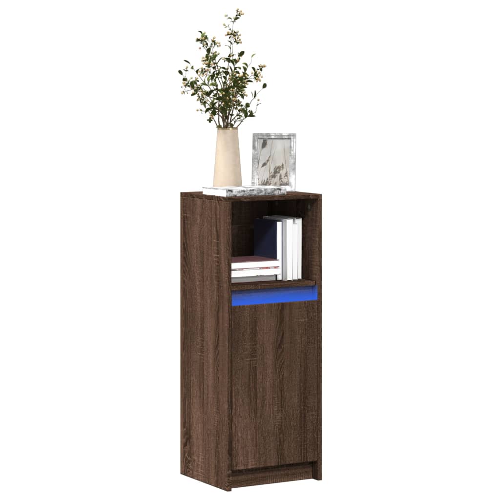 Dressoir met LED 38x34x100 cm bewerkt hout bruin eikenkleur is nu te koop bij PeponiXL, paradijselijk wonen!