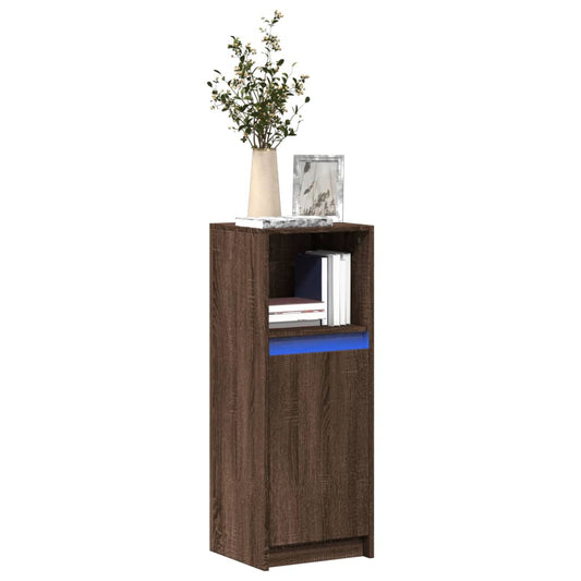 Dressoir met LED 38x34x100 cm bewerkt hout bruin eikenkleur is nu te koop bij PeponiXL, paradijselijk wonen!