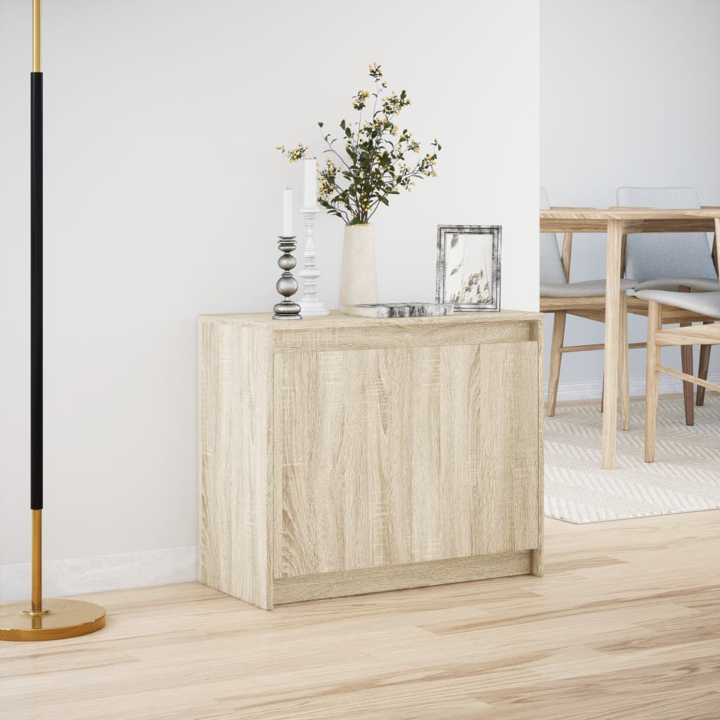Dressoir met LED 72x34x61 cm bewerkt hout sonoma eikenkleurig is nu te koop bij PeponiXL, paradijselijk wonen!