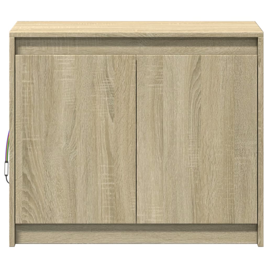 Dressoir met LED 72x34x61 cm bewerkt hout sonoma eikenkleurig is nu te koop bij PeponiXL, paradijselijk wonen!