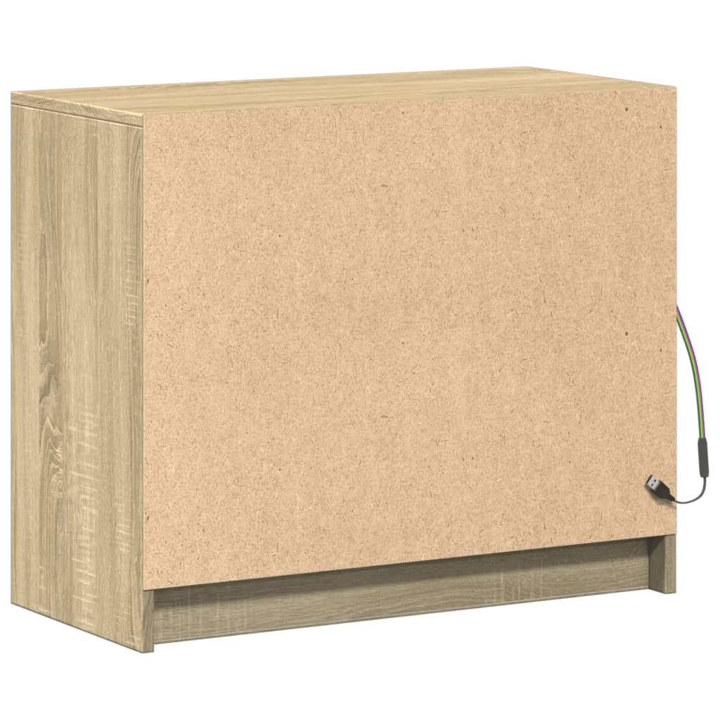 Dressoir met LED 72x34x61 cm bewerkt hout sonoma eikenkleurig is nu te koop bij PeponiXL, paradijselijk wonen!