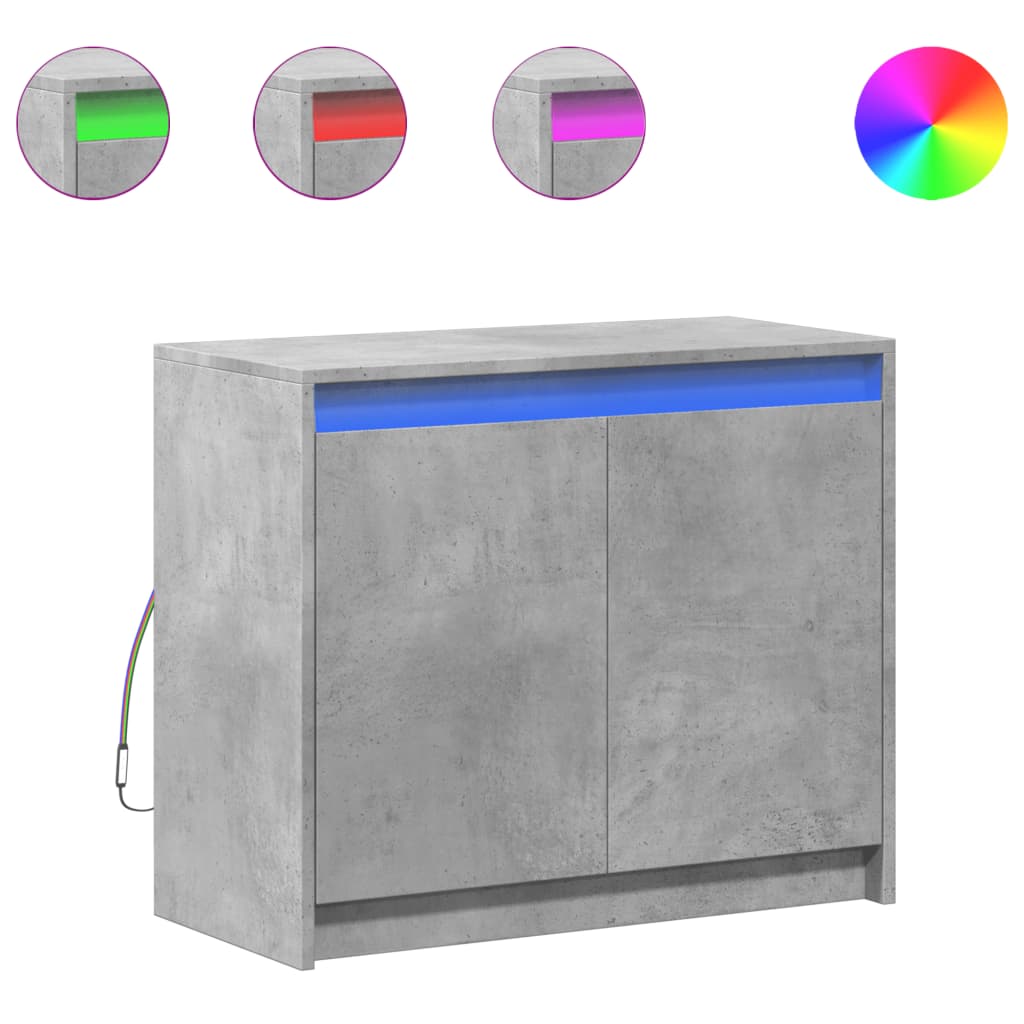 Dressoir met LED 72x34x61 cm bewerkt hout betongrijs is nu te koop bij PeponiXL, paradijselijk wonen!