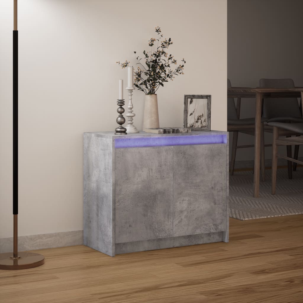 Dressoir met LED 72x34x61 cm bewerkt hout betongrijs is nu te koop bij PeponiXL, paradijselijk wonen!