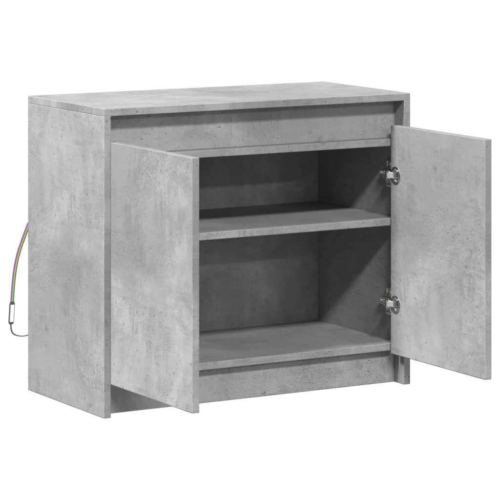 Dressoir met LED 72x34x61 cm bewerkt hout betongrijs is nu te koop bij PeponiXL, paradijselijk wonen!