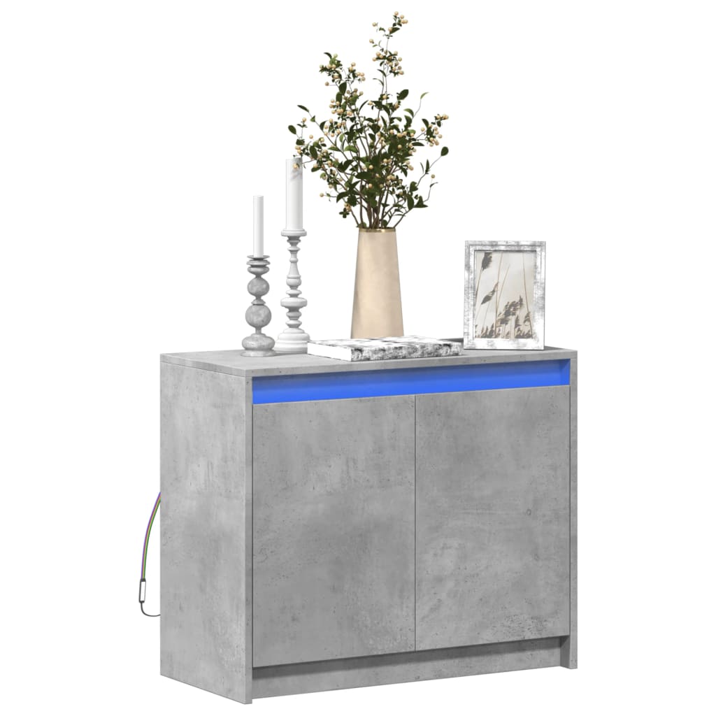 Dressoir met LED 72x34x61 cm bewerkt hout betongrijs is nu te koop bij PeponiXL, paradijselijk wonen!