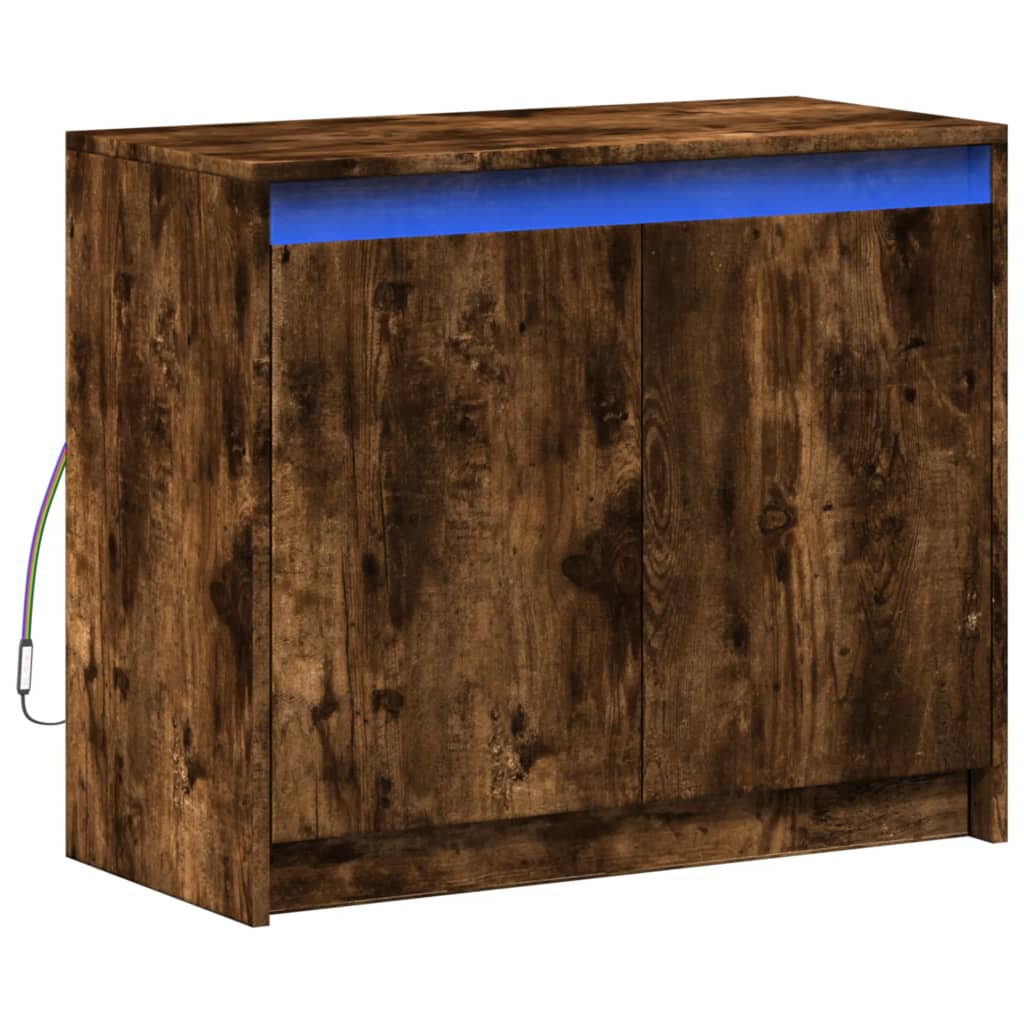 Dressoir met LED 72x34x61 cm bewerkt hout gerookt eikenkleurig is nu te koop bij PeponiXL, paradijselijk wonen!