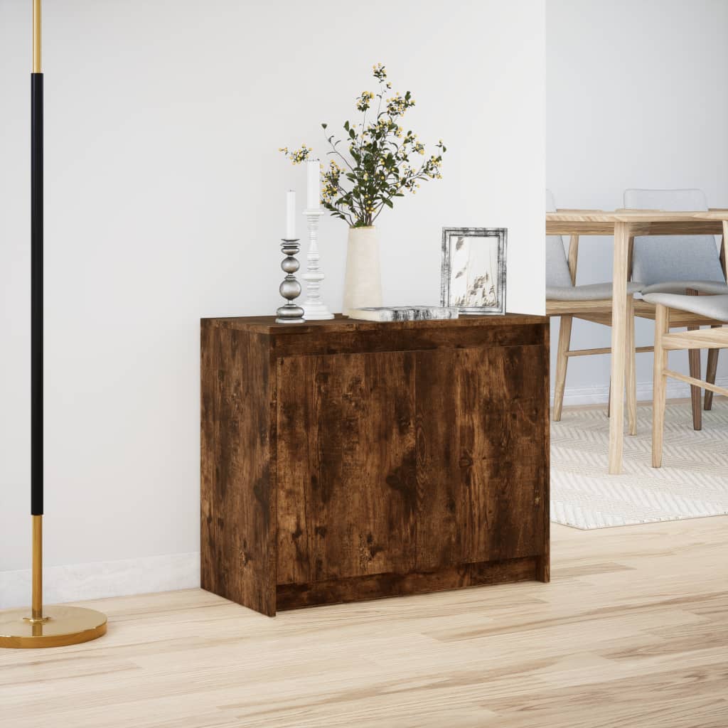 Dressoir met LED 72x34x61 cm bewerkt hout gerookt eikenkleurig is nu te koop bij PeponiXL, paradijselijk wonen!