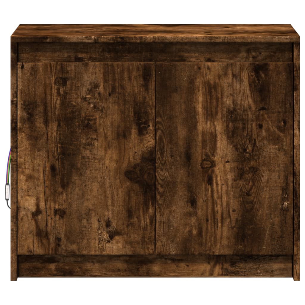 Dressoir met LED 72x34x61 cm bewerkt hout gerookt eikenkleurig is nu te koop bij PeponiXL, paradijselijk wonen!