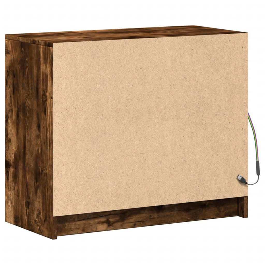 Dressoir met LED 72x34x61 cm bewerkt hout gerookt eikenkleurig is nu te koop bij PeponiXL, paradijselijk wonen!