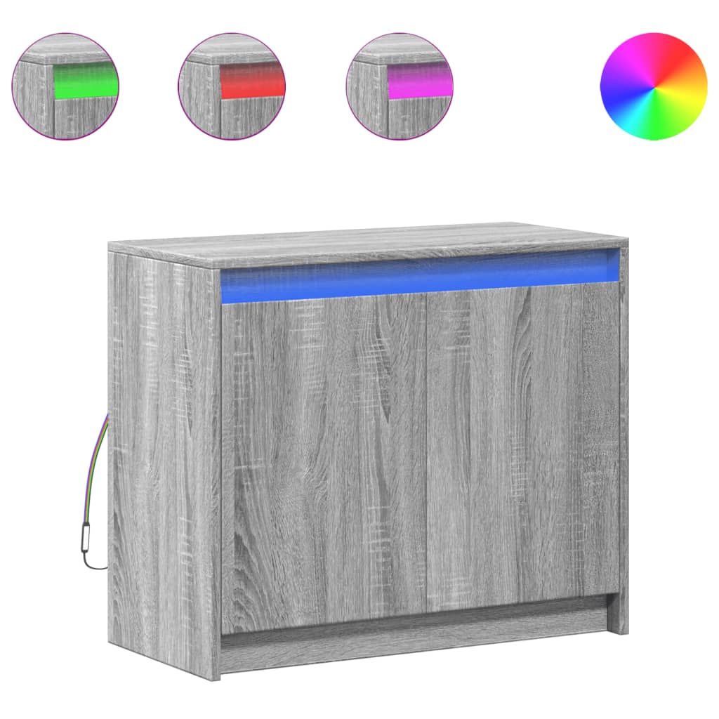 Dressoir met LED 72x34x61 cm bewerkt hout grijs sonoma eiken is nu te koop bij PeponiXL, paradijselijk wonen!